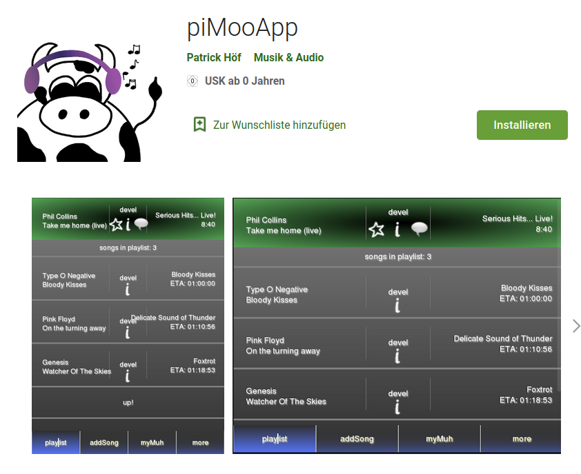 piMoo in App store